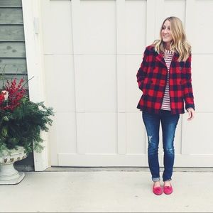 J.Crew Buffalo Check Wool Coat